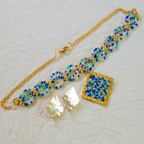 Handmade New Bead Choker Crochet Set Accessories - Picture 1 of 5